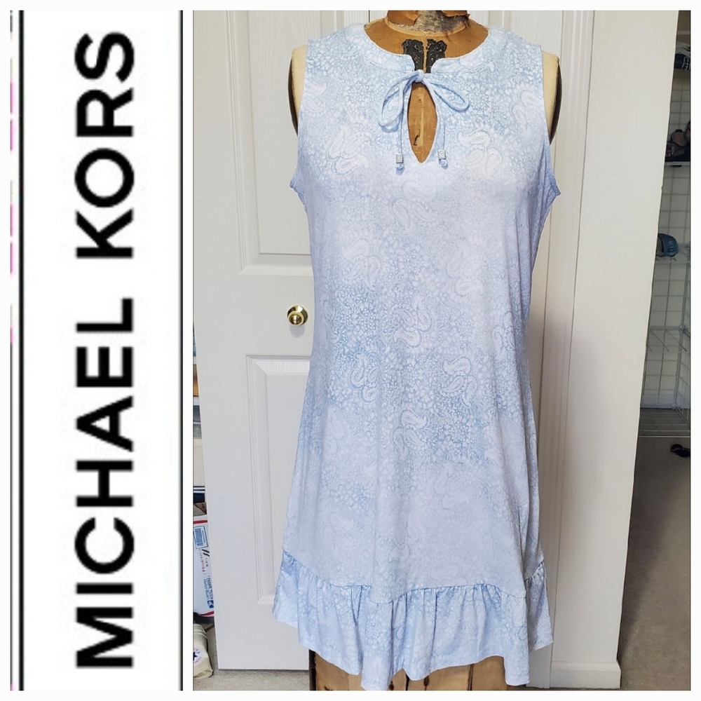 Michael Kors blue paisley dress size L